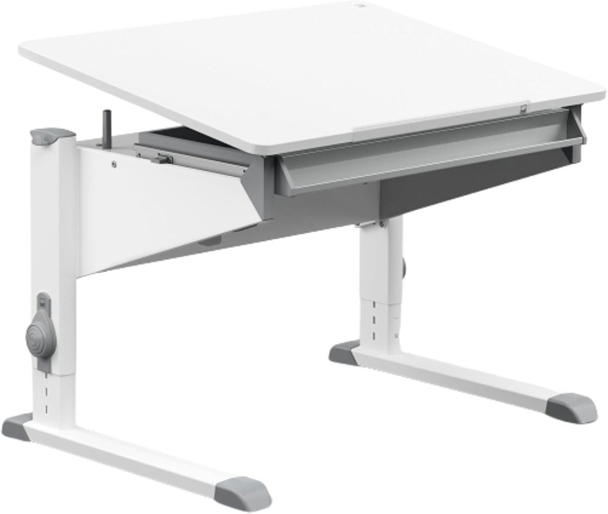 Moll Bandit Compact Kinderbureau - In hoogte verstelbaar - Kantelbaar blad - Ergonomisch en meegroeiend bureau - Voor schoolkinderen - Wit