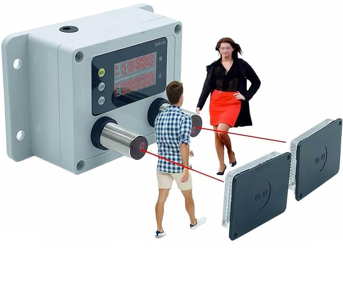 Personen Teller - Bezoekers Teller - Bezoekers Registratie - Tweerichtings Detectie - 10 Meter Bereik - Grijs