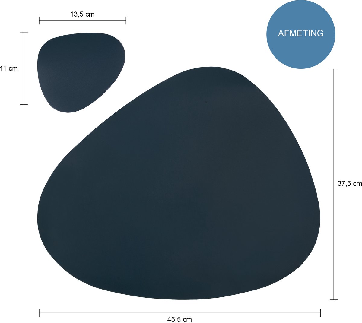 Krumble Placemat en onderzetter - 8 stuks - Design placemat set met onderzetter - PU leer - Donkerblauw