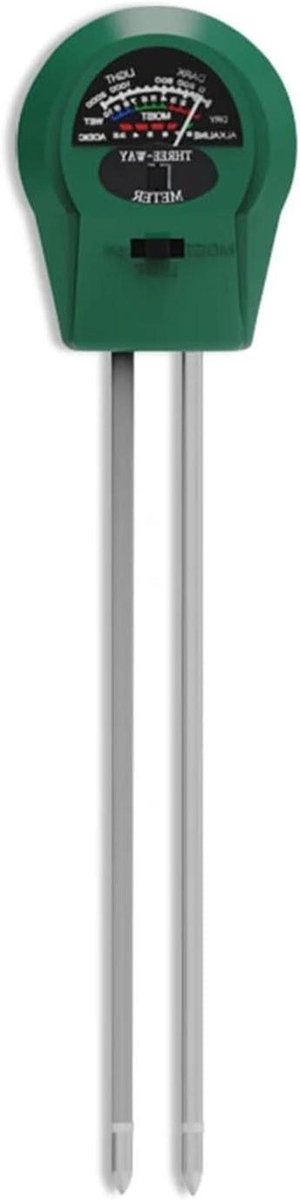 Bodemmeter 3-in-1 - PH Vocht Licht - Planten Verzorgen - Geen Batterij Nodig - 25.5 cm - Zwart