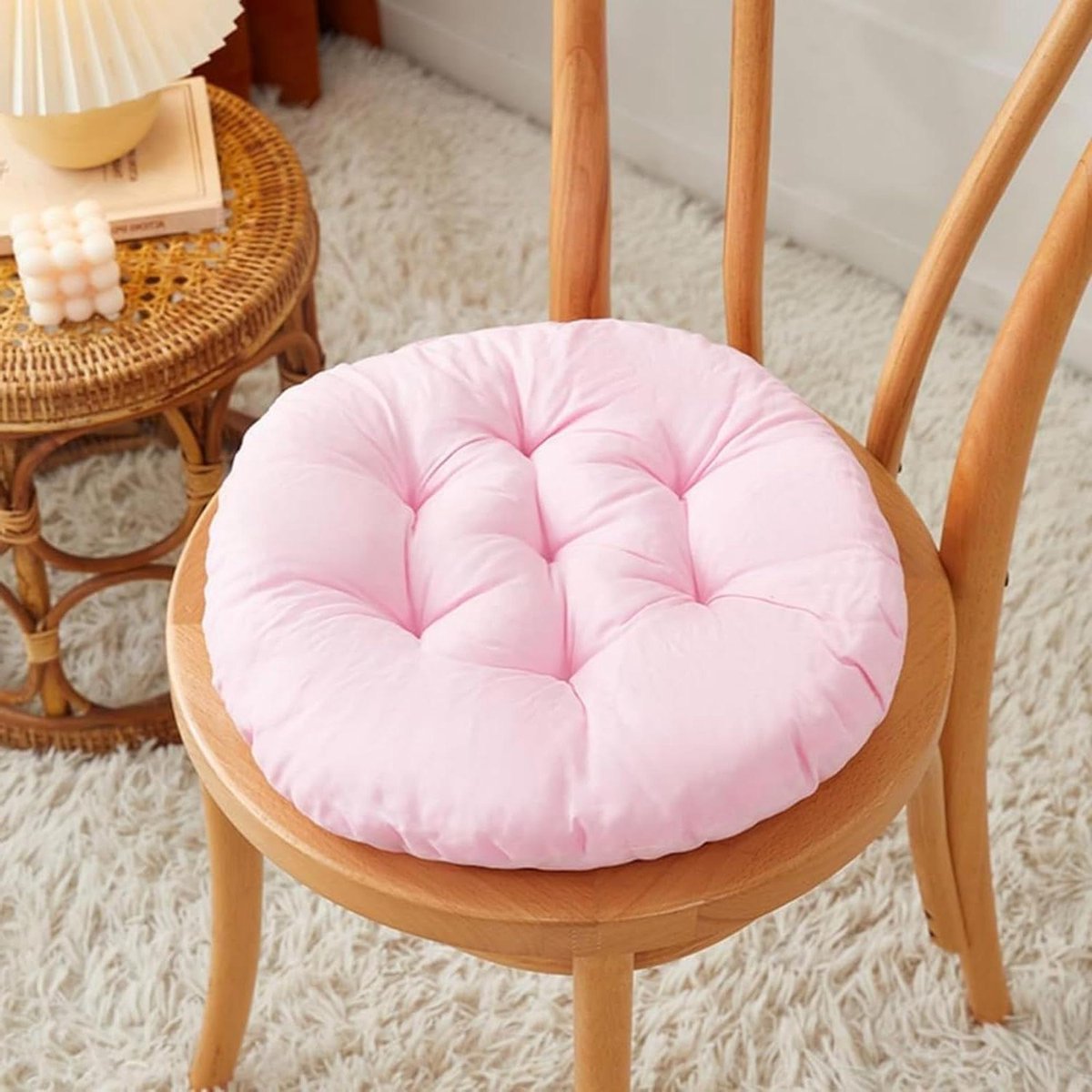 Zitkussens Tuinstoelen - Ronde Kussens - Comfortabel Zitten - Set van 4 - 40x40 cm - Roze