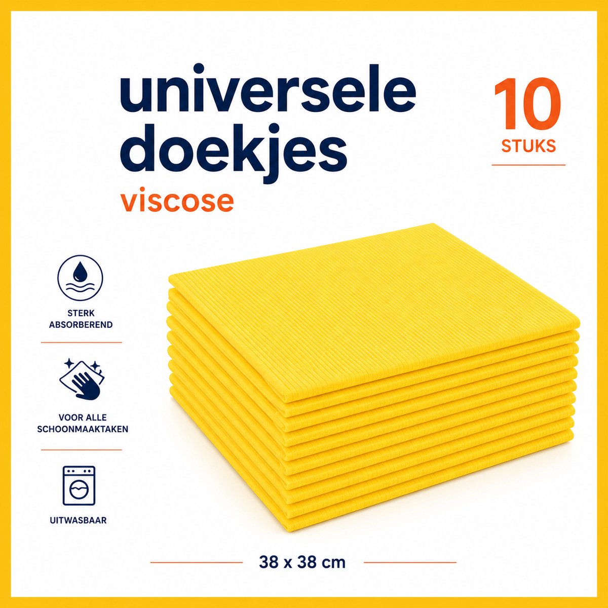 MONTKIARA Universele Doekjes van Viscose – 10 Stuks – 38 x 38 cm – Multi-Use Schoonmaakdoeken – Zacht, Absorberend en Duurzaam