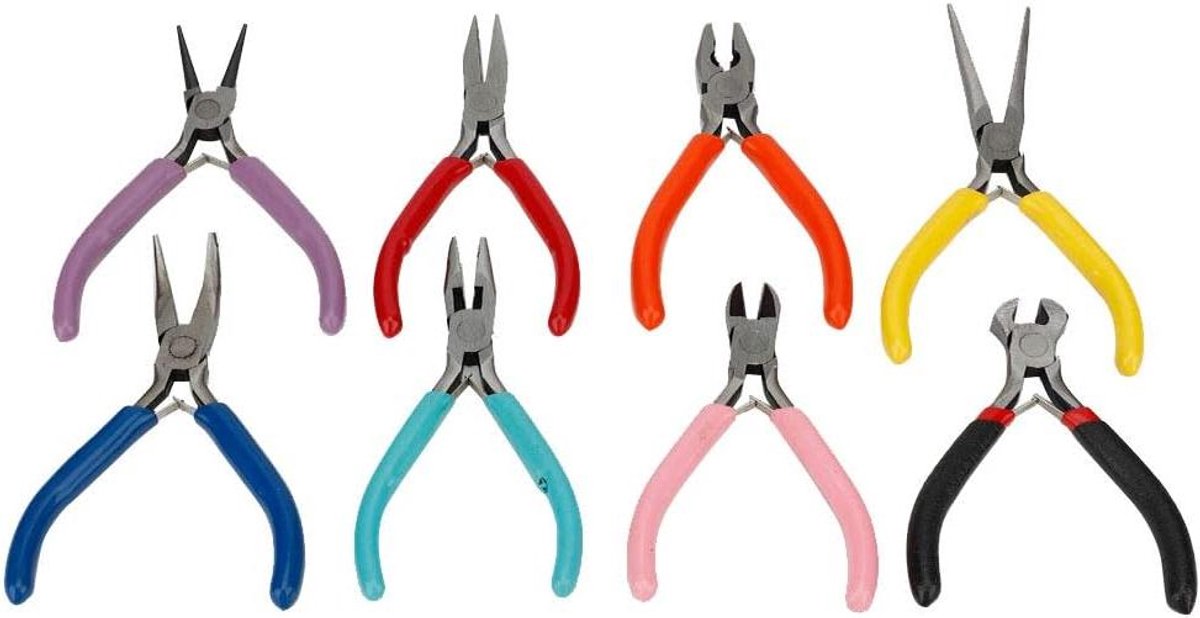 Stalen Minitang Set - Precisie Tangen - Sieraden Maken - 8 Verschillende Vormen - 8 Delig - Metaal