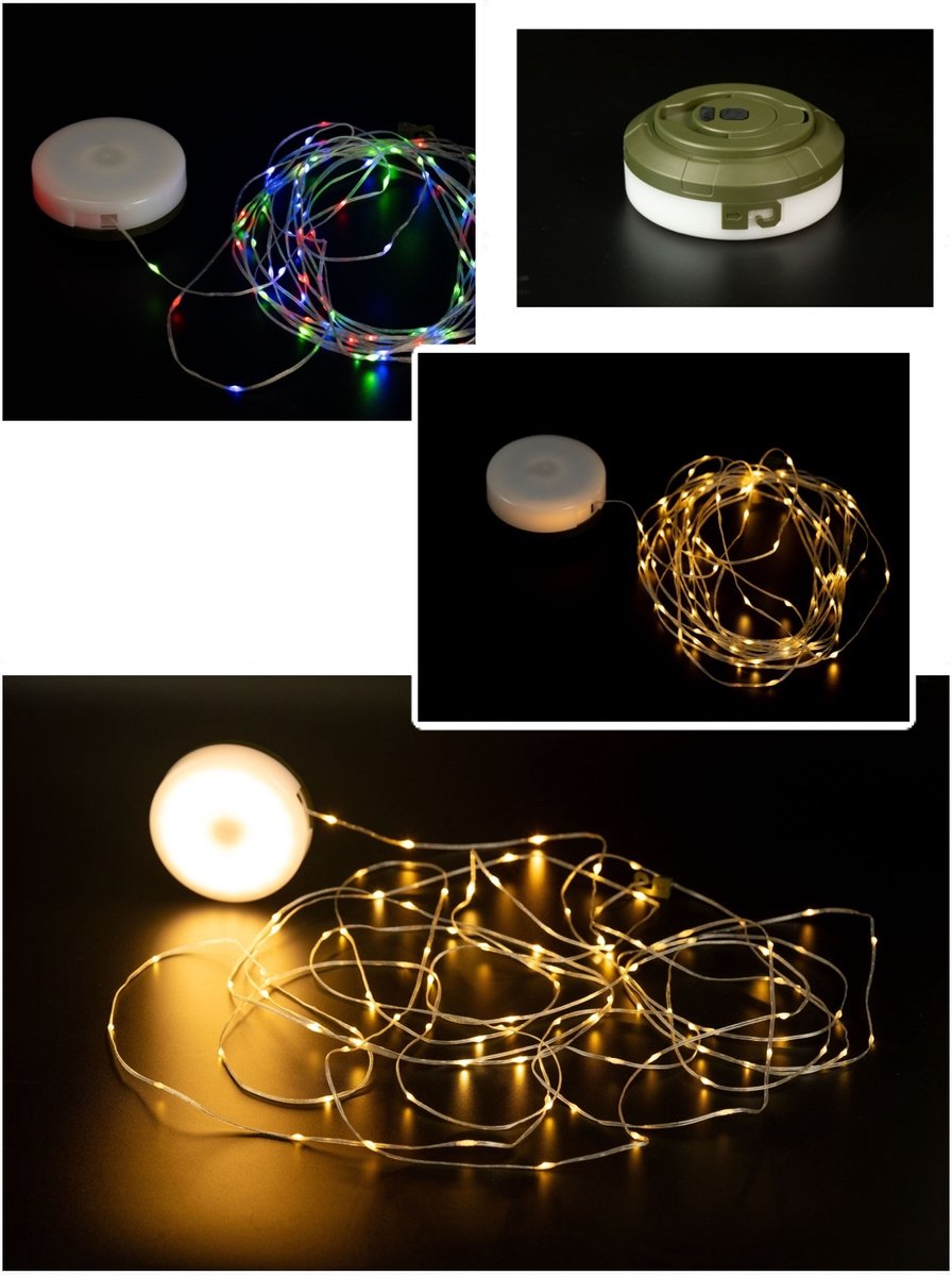 Kynast Campinglamp met 10 Meter Oprolbare Lichtsnoer 130 LED USB Oplaadbaar IP44 Warmwit en RGB Verlichting