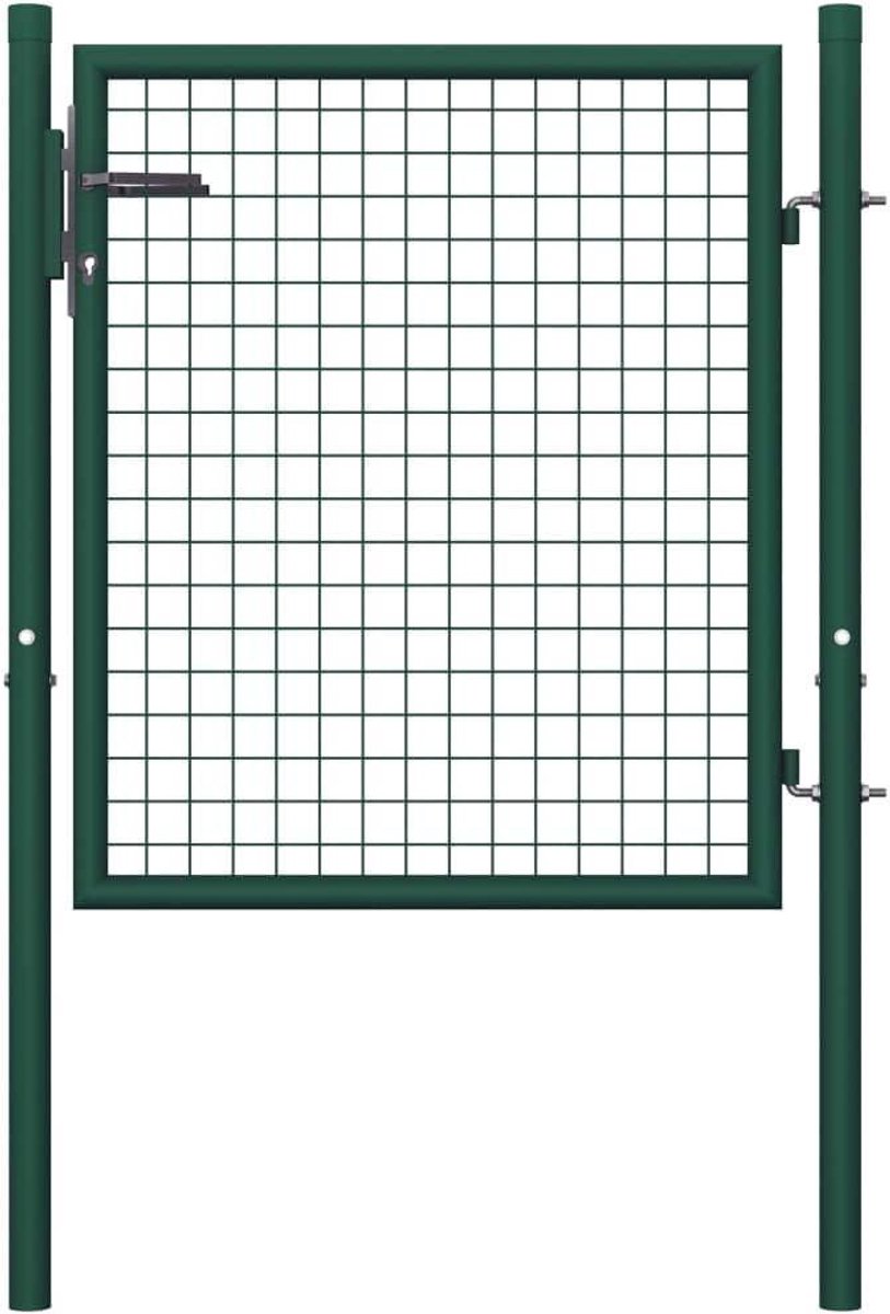 Tuinpoort - Hek entree - Terras afscheiden - Gepoedercoat staal - 100 x 75 cm - Groen