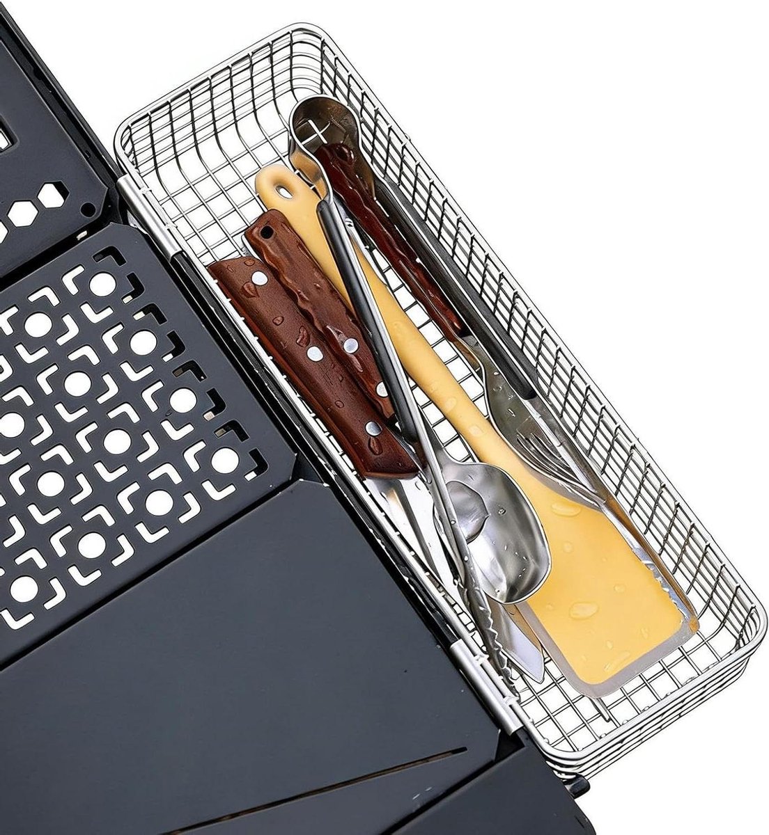 Lepel Vork Houder - Bestekmand Camping - Keuken Organiseren - Snel Drogen Ontwerp - 30 cm Lengte - Zilver