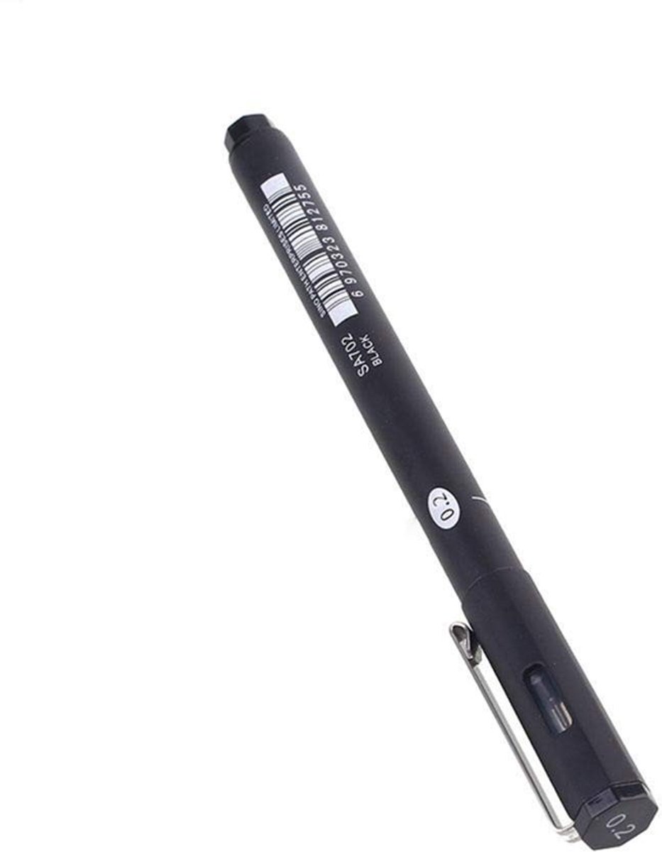 JHUBERS- Fineliner 7 Maten - Zwarte Marker 0,05/0,1/0,2/0,4/0,5/0,6/0,8 mm - Waterdichte Pigmentvoering - Kunststof - Geschikt voor Schetsen en Kantoor - Markeerstift