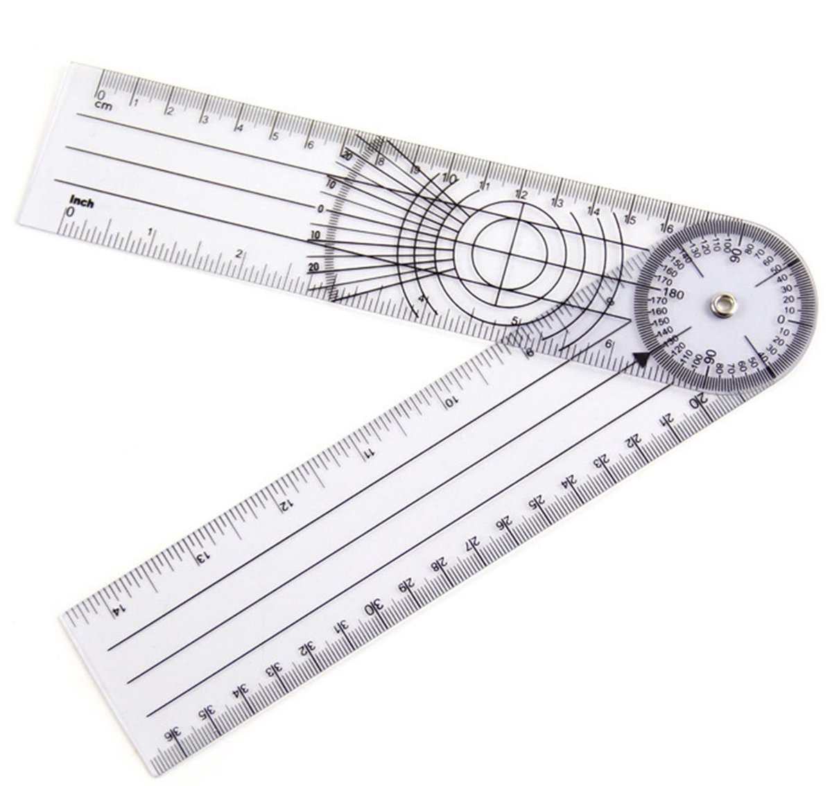 JHUBERS- Gradenboog 360 Graden - Hoekliniaal - Kunststof - Duidelijke Schaal - Medische Goniometer - Afmetingen 21,5 x 5 cm