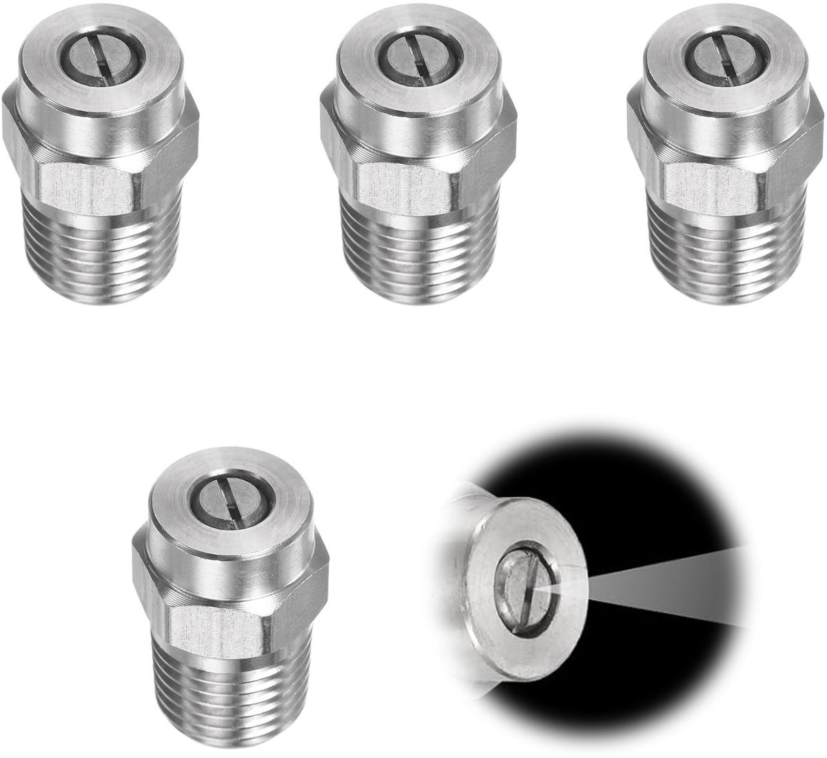 BRENZOOS- Sproeimondstuk 25 Graden - 1/4 Inch NPT - Opening 1,236 mm - Roestvrij Staal - Hogedrukreiniger - Ideaal Accessoire - Hogedrukreiniger Mondstuk