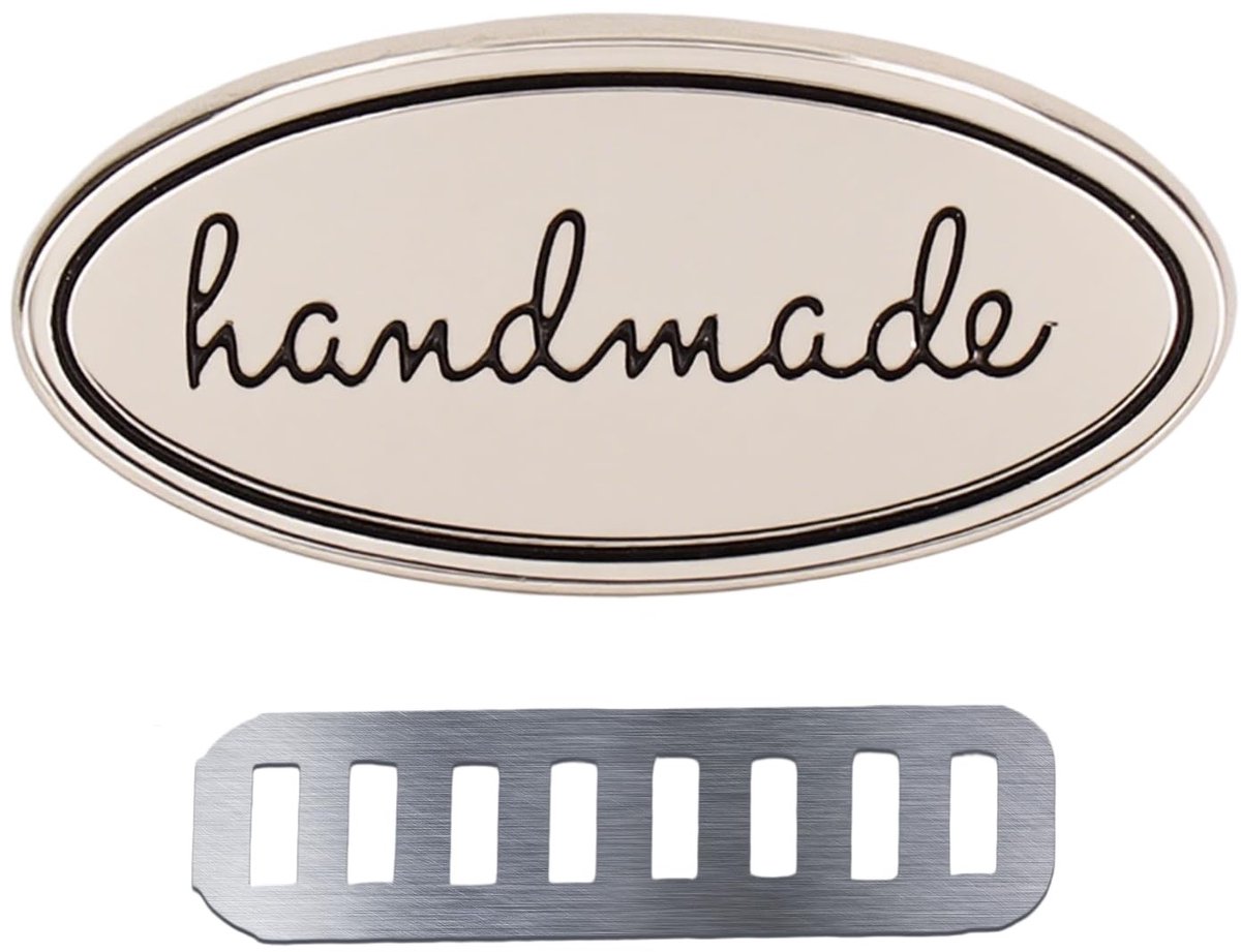 BRENZOOS- Etiketten Handgemaakt 5 Stuks - Taslabels - DIY Decoratie - Metalen Labels - Sterk en Duurzaam - Geschikt voor Naaien en Knutselen