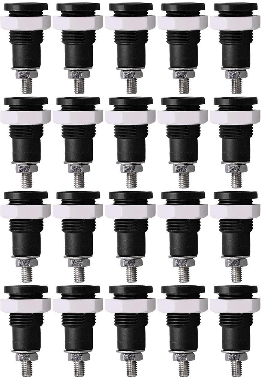 BRENZOOS - 20 Stuks Banaan Socket Jack voor Elektronica (Zwart)