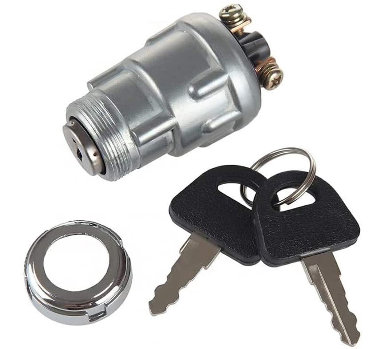 BRENZOOS - Universele Ignition Starter Switch - 12V met 3 Posities - Inclusief 2 Sleutels - Voor Auto Moto en Tractor - Betrouwbaar - Duurzaam - Een...