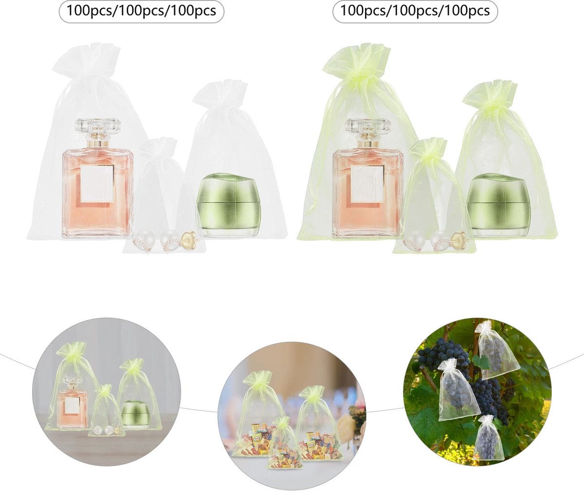 Dailygoods 10x15cm 15x20cm 20x30cm, 300 stuks, Fruitbeschermingszakken, Insectenwerend net, Tuinfruitafdekking, Opslag v