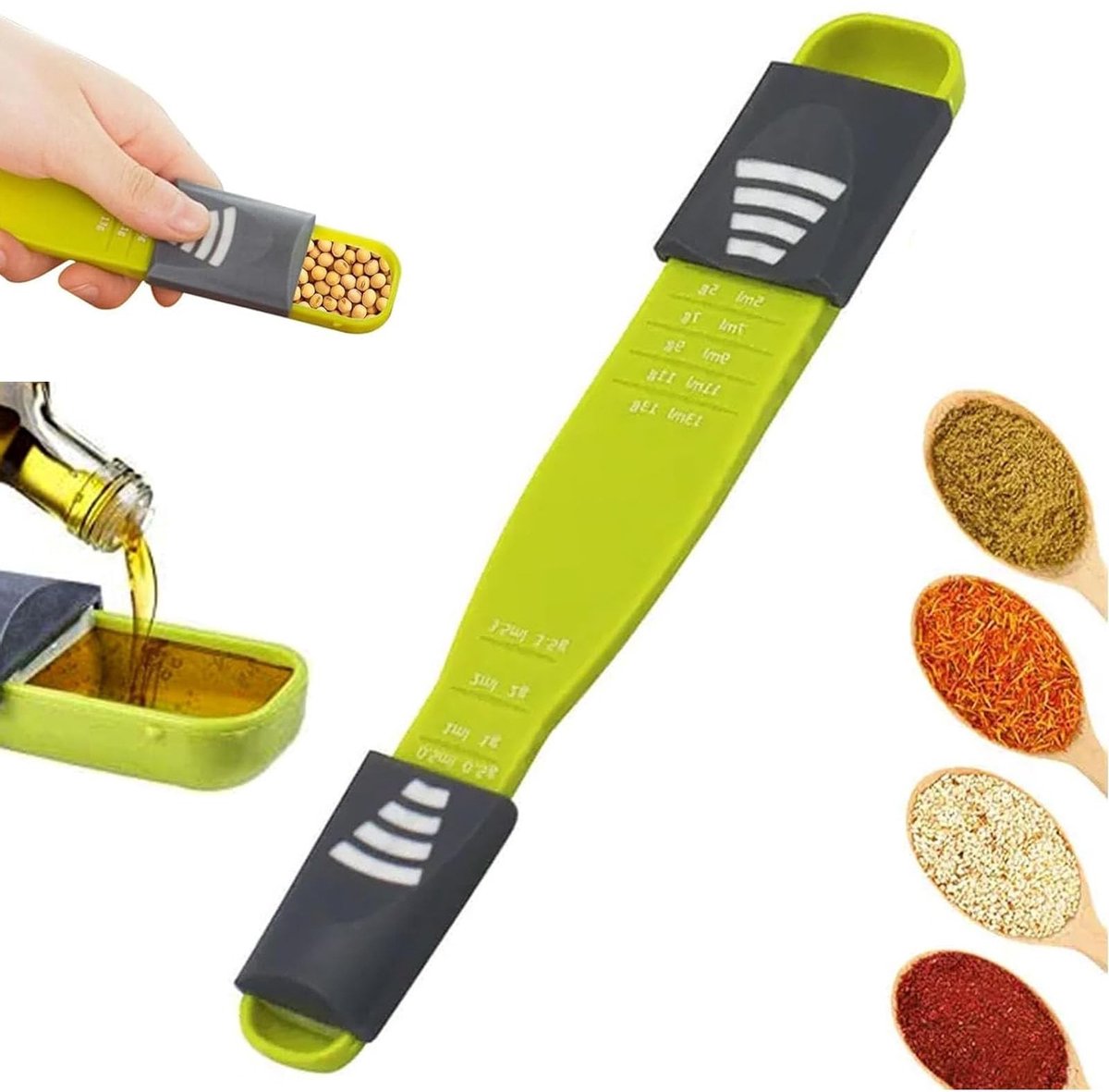 Dailygoods- Maatlepel Verstelbaar - Maatlepel Set - Dubbelzijdige Maatlepel - Maatlepels RVS - Maatlepel 0,5-13 gram - Ergonomische Handgreep - Keukenlepel