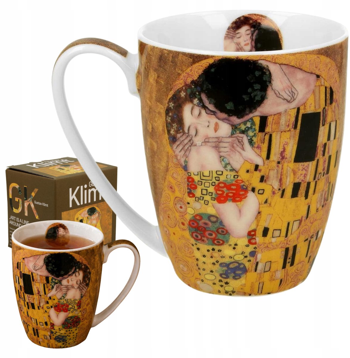 Klimt The Kiss Porseleinen Mok 350ml - Luxe Cadeauverpakking