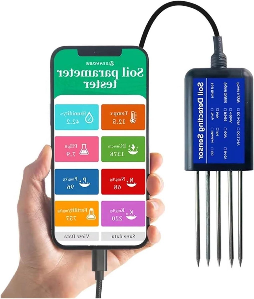 Slimme Bodemsensor - Plantenmeter Data - Plantenverzorging Thuis - 8-in-1 Functies - Eén Maat - USB Type-C