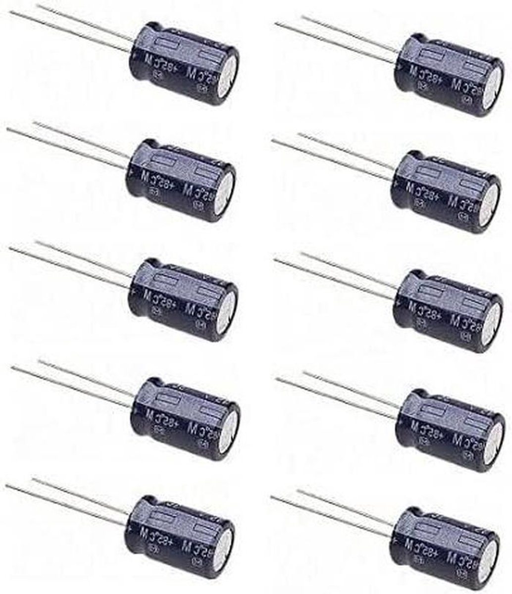 Elektrolytische Condensator - Aluminium Condensator - Elektronische Projecten - Radiale Aansluitingen - 470µF 6.3V - Zwart