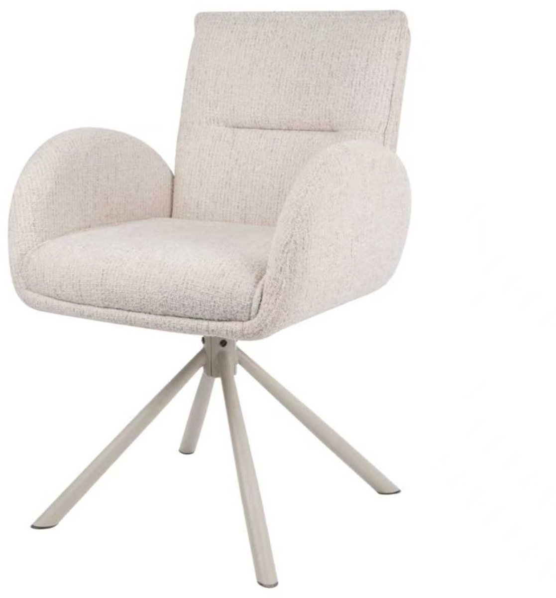 Giga Meubel Eetkamerstoel Tina Beige – Draaibaar – Met Armleuning – Stof en Metaal - Set van 2