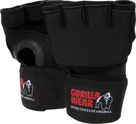 Gorilla Wear Gel Binnenhandschoenen - Met Polswrap - Snelverband voor (Kick)boksen & MMA - Knokkelbescherming - Inner Gloves met Omslag - L/XL - Zwart