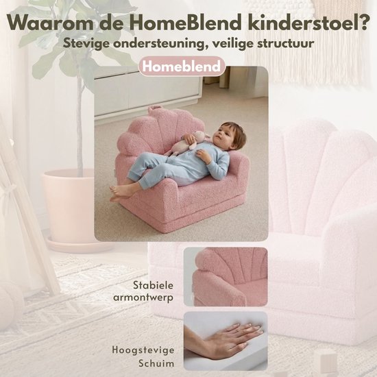 Homeblend Kinderstoel - Uitklapbaar - Roze - Wasbare Hoes — afbeelding 3