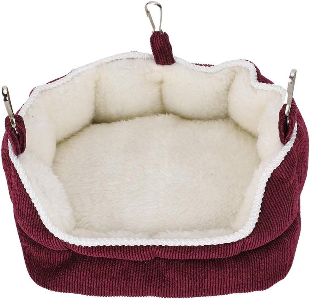 Banknest Huisdieren - Comfortabel Nest - Kleine Dieren - Zacht Diamantfluweel - 17 x 13 x 10 cm - Wijnrood