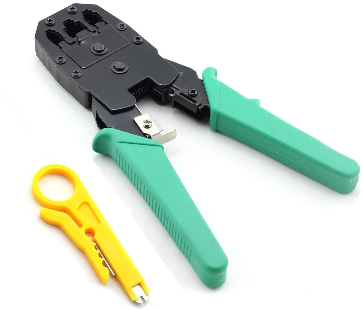Netwerk Krimptang - Kabel Stripper - Netwerk Installatie - 3-in-1 Functie - 25 cm - Zwart