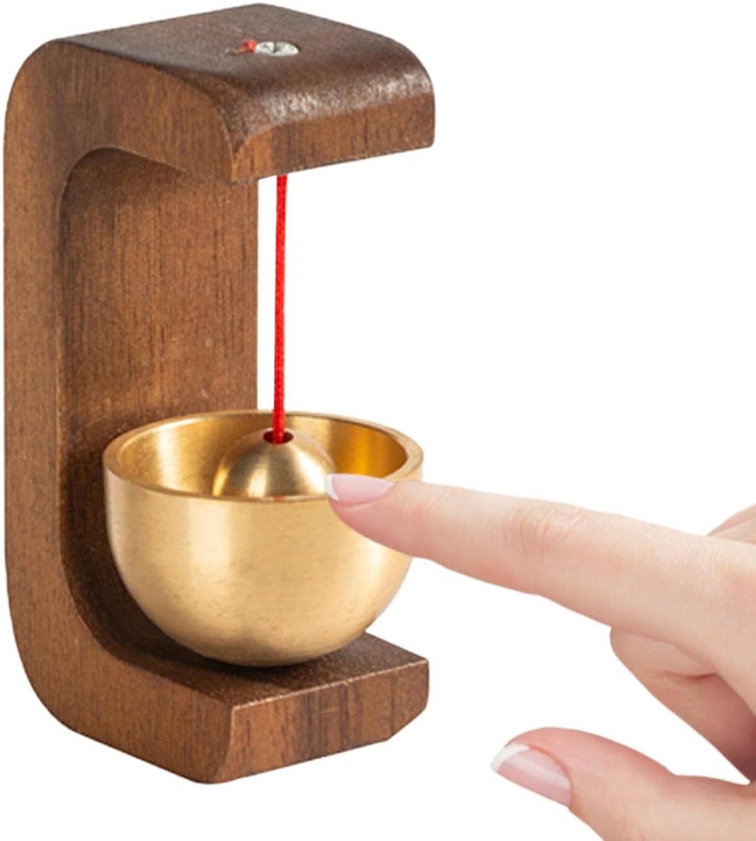 Houten Deurbel - Decoratieve Bel - Huis Verfraaien - Messing Accenten - 8 x 6 x 8 cm - Stijl C