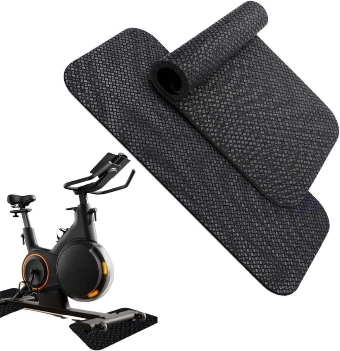 Hometrainer Mat - Vloerbescherming Fitness - Thuis Trainen - Anti-trilling Ontwerp - 63.5 x 30 cm - Zwart