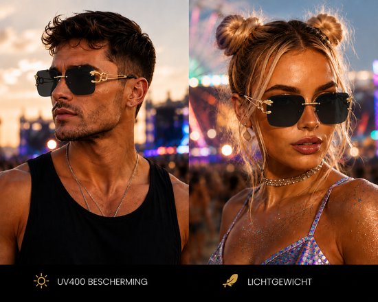 Zonnebril Zwart| Rimless Glasses | Oversized | Frameloos Zonnebril| Trendy Eyewear voor Heren en Dames | Randloze Zonnebril | Heren/ Dames bril | zomerbril/ bril/ brillen | Heren zonnebril / zonnebril zonder rand | zomer bril | Randloze bril — afbeelding 2