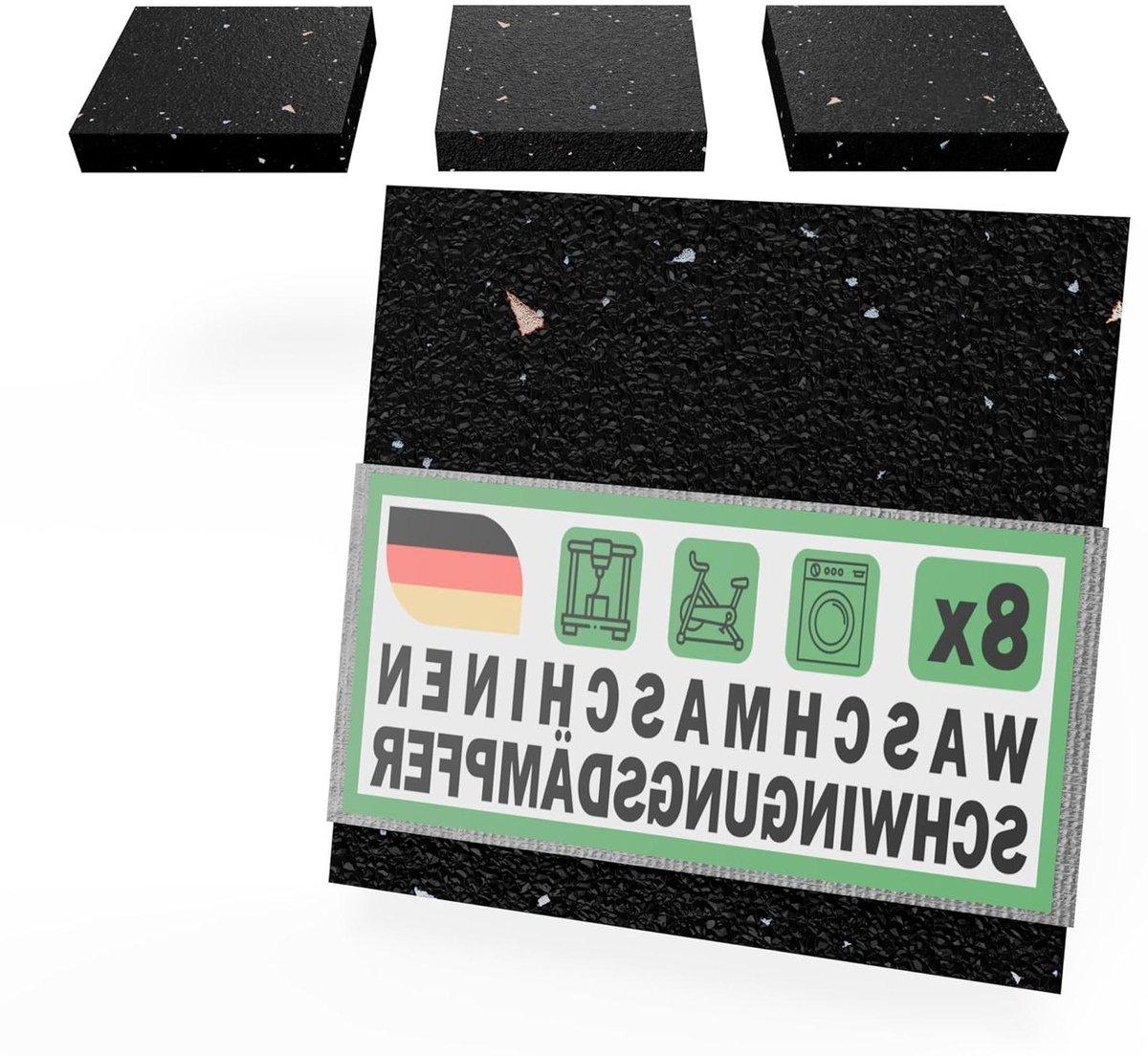 Wasmachine Demper - Trillingsdempers Droger - Geluidsisolatie Wasmachine - Gemaakt van Rubbergranulaat - 90 x 90 x 10 mm - Zwart