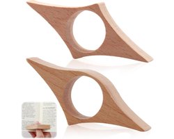 2 Pcs Thumb Book Holder, Book Page Holder Beech Bookmarks, Beechwood Book Page Holders Reading Accessories, Gifts for Book Lovers Bookworms and Teachers