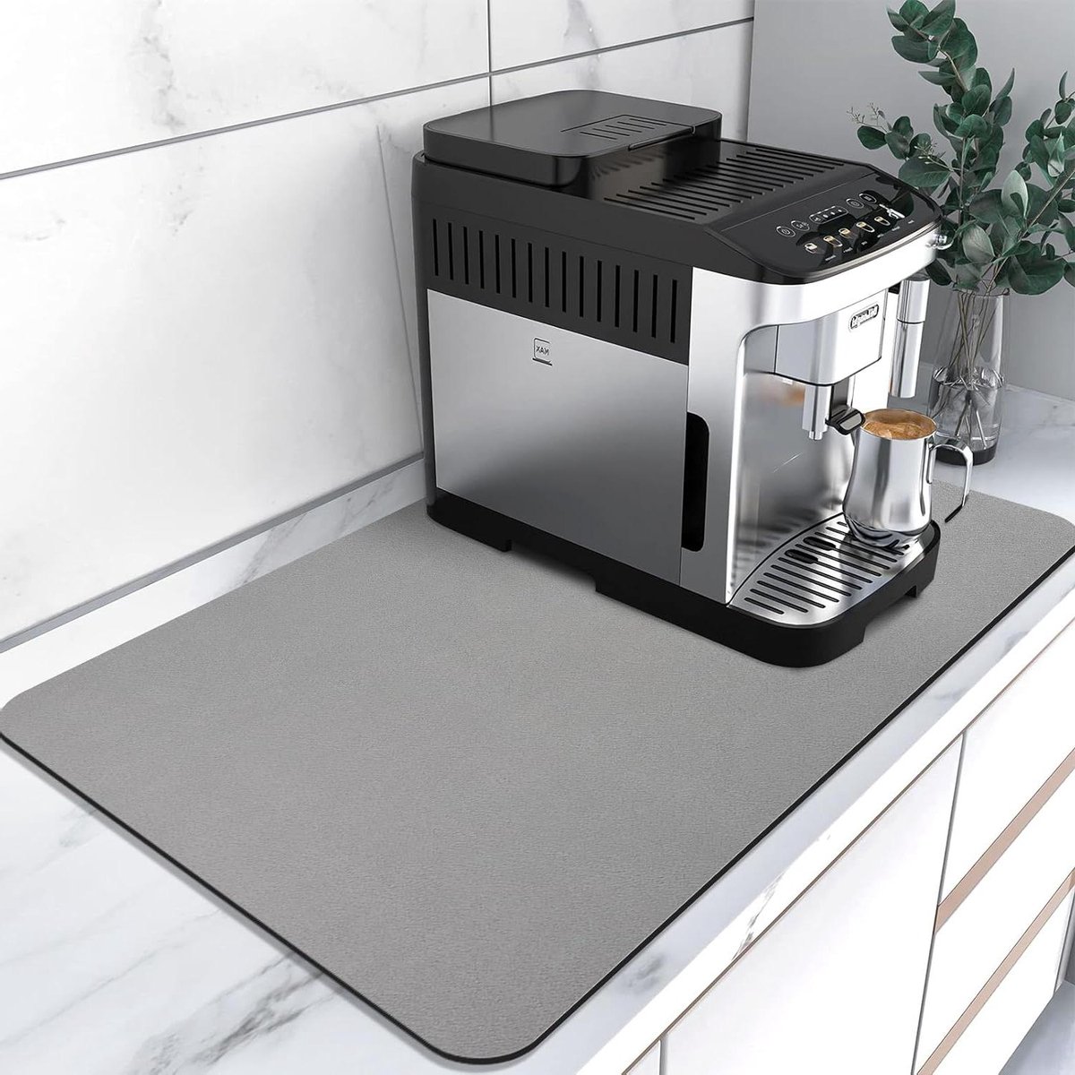 Koffiemat - Droogmat - Keuken Bar - Sterk Absorberend - 31x17 Inch - Misty Grey