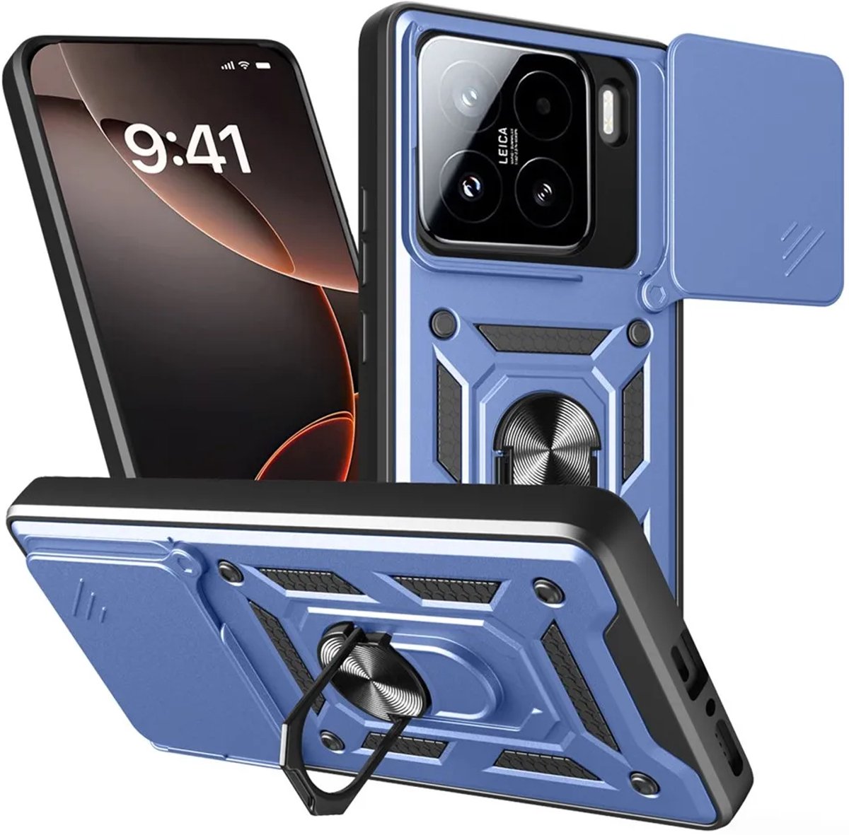 Hoesje geschikt voor Xiaomi 15 - Phonesta CamShield Back Cover met Camera Slider - Blauw