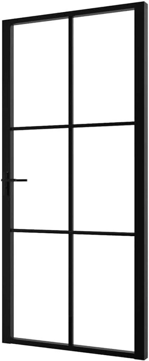 Binnendeur Zwart - Draaideur Glas - Ruimte Verbinding - Gehard Glas Aluminium - 102.5x201.5cm