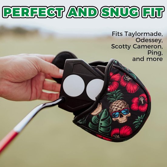 Mallet Putter Cover - Putter Hoes - Golf Bescherming - Universele Pasvorm - 25x23x4 cm - Ananas Schedel — afbeelding 4