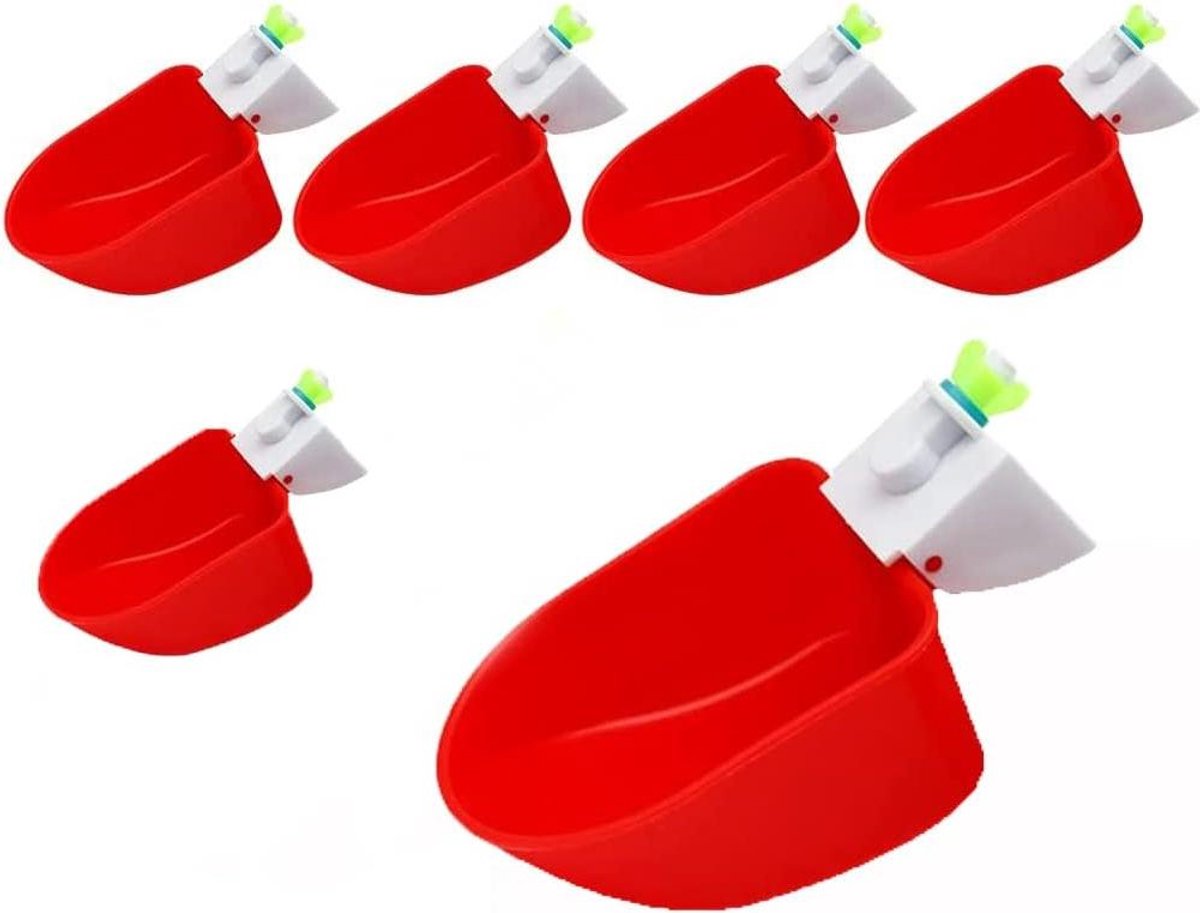 6 Stks Grote Kip Waterer Cups, 3/8 Inch Automatische Vulling Water Kip Water Feeder Gevogelte Drinkkom voor Eend Gans Kuiken Kalkoen Konijn