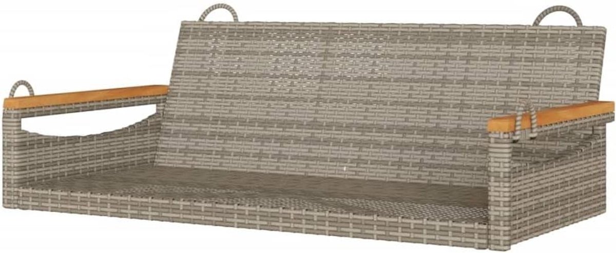 Schommelbank - Houten schommelstoel - Ontspanning buiten - Weerbestendig poly rattan - 109x62x40cm - Grijs