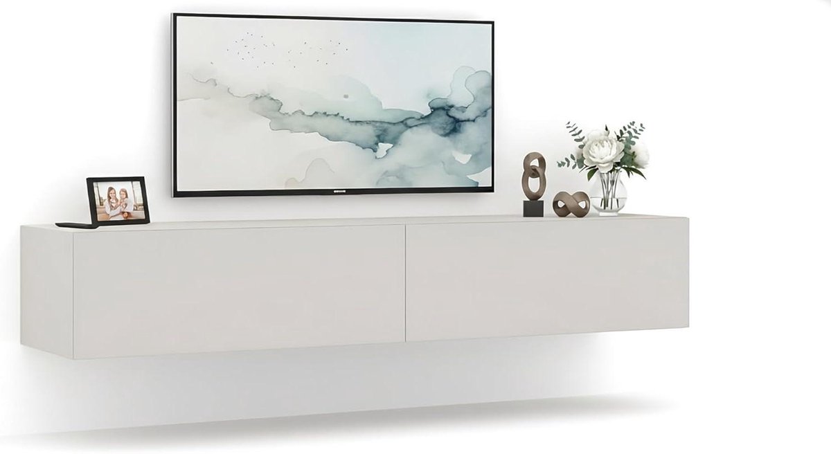 Lowboard TV Kast - Hangende Kast Sideboard - Woonkamer Media - Anti-vingerafdruk Mat - 160x40x30 cm - Kasjmier Mat