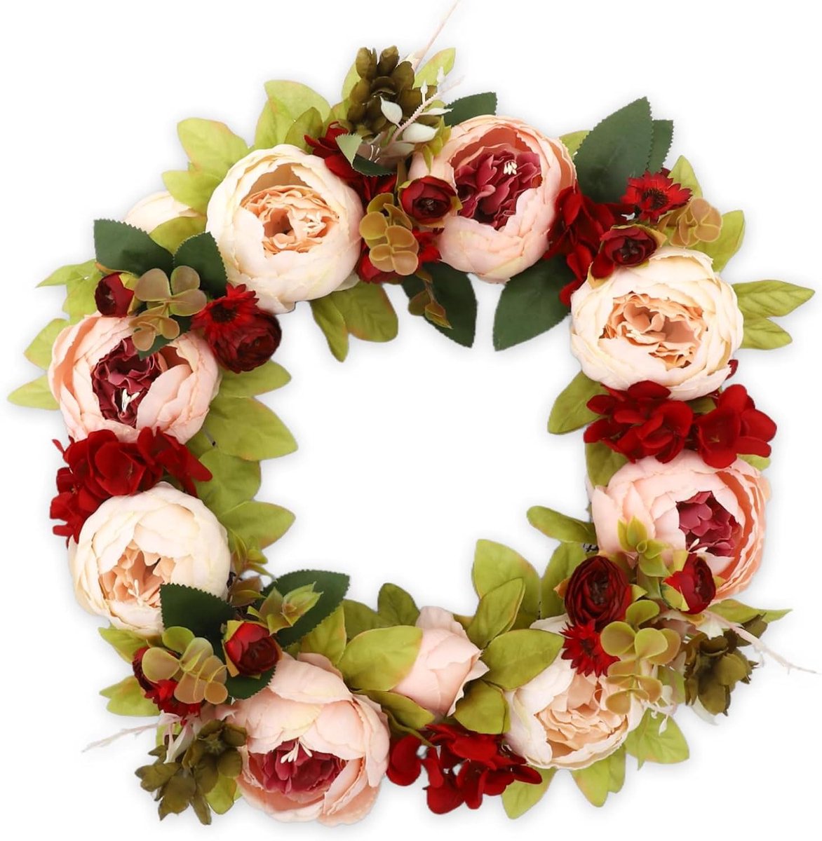 Kunstmatige Hortensia Krans - Bloemenkrans Decoratie - Voordeur Decoratie - Natuurlijke Ta