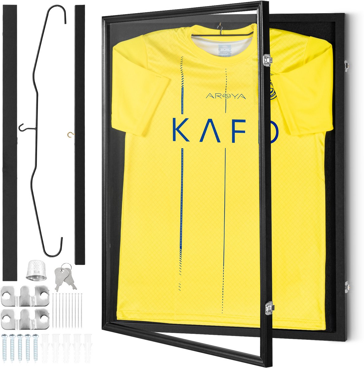 WEVERO Jersey Display Frame 79x59cm – Sportshirt Display Frame - UV-Beschermend Glas - Afsluitbaar - Voetbalshirt - Baskebalshirt