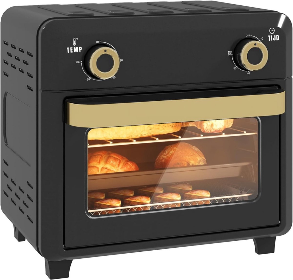 RVV® Heteluchtoven - Oven - Airfryer Oven - 10 Liter - Zwart - 32cm x 28cm x 30cm