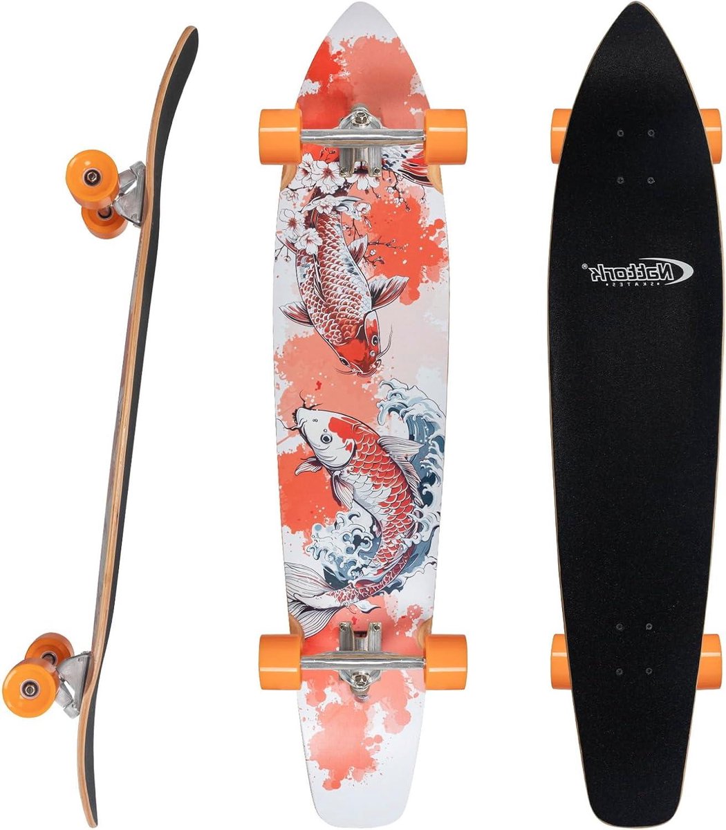 Longboard Skateboard Bamboe Hout Cruisen Carven 8-laags Constructie 109 cm Lengte Karper