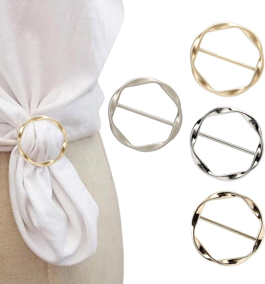 Sjaal Clips - Halsdoek Ring - Kleding Decoratie - Krasvrij Ontwerp - 4 Stuks