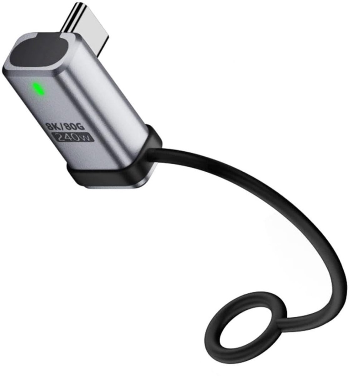 Allecto - USB C Adapter 90 Graden - 80Gbps Dataoverdracht & 240W Fast Charging