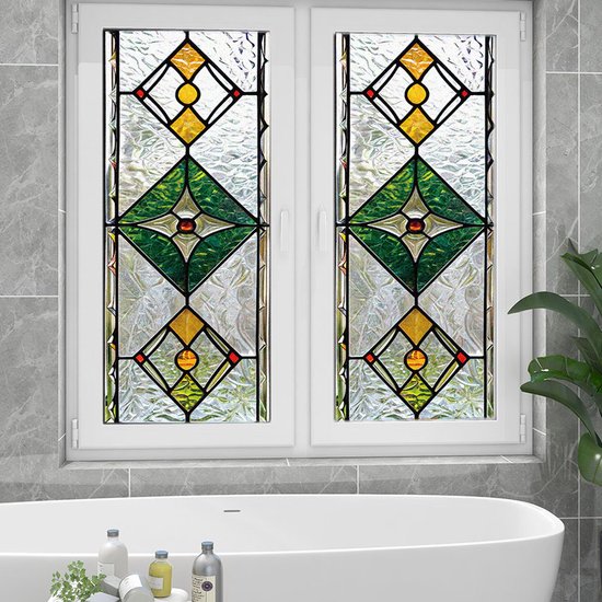 Stained Glass Window Film Vintage Tinted Window Glass With Anti-Peeping ...