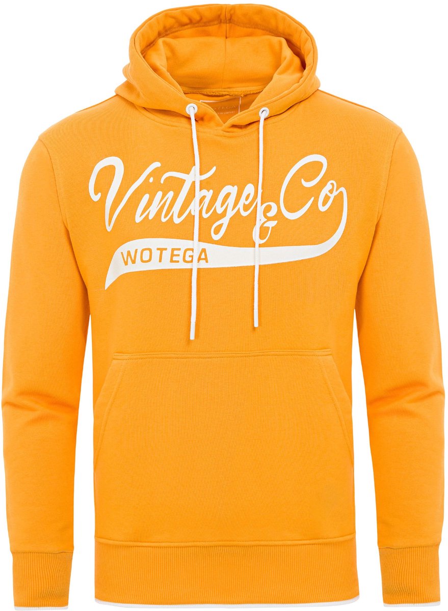 WOTEGA Heren Hoodie WT Star – Regular Fit – Katoenmix – Geel – Tunnelkoord & Kangoeroezak