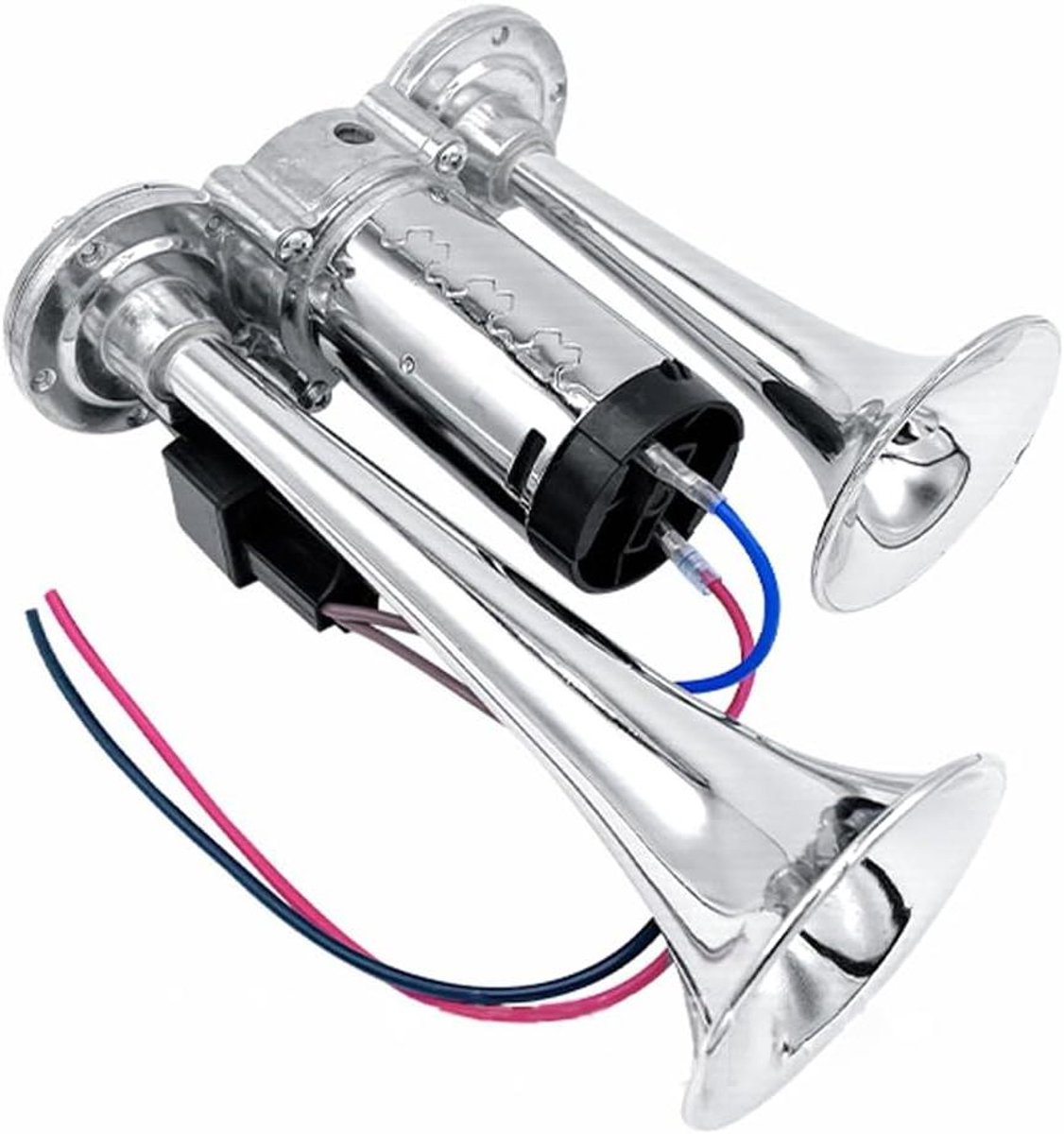 Luidsprekerset Vrachtwagen - Luid en Duidelijk - Verkeersveiligheid Verhogen - Universele Compressor - 12 Volt - Zilverkleurig