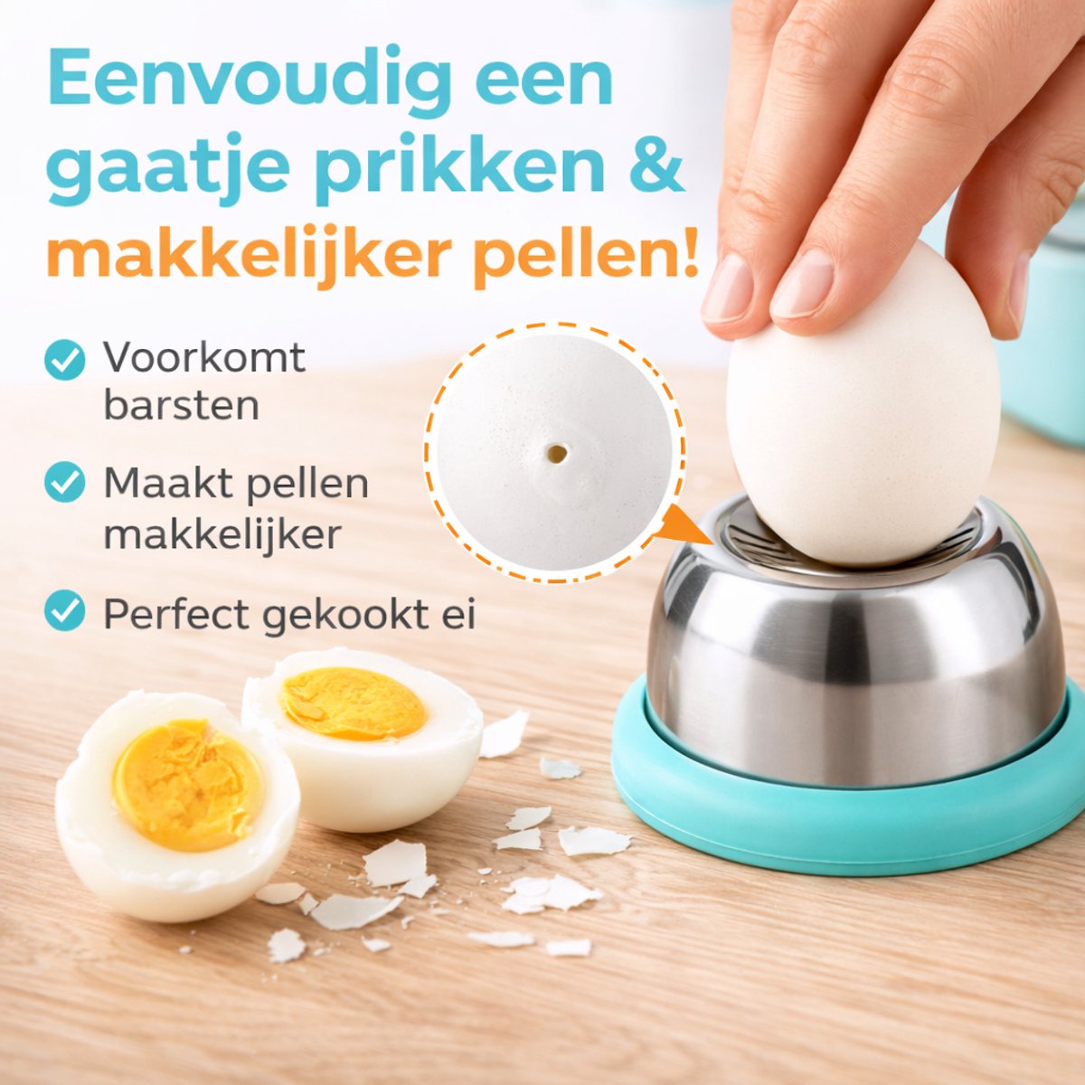 Eierprikker, eierprikker, eierprikker, eierprikker, eierprikker van roestvrij staal, vaatwasmachinebestendig, voor hardgekookt keukengerei, bar, kookei, zwart
