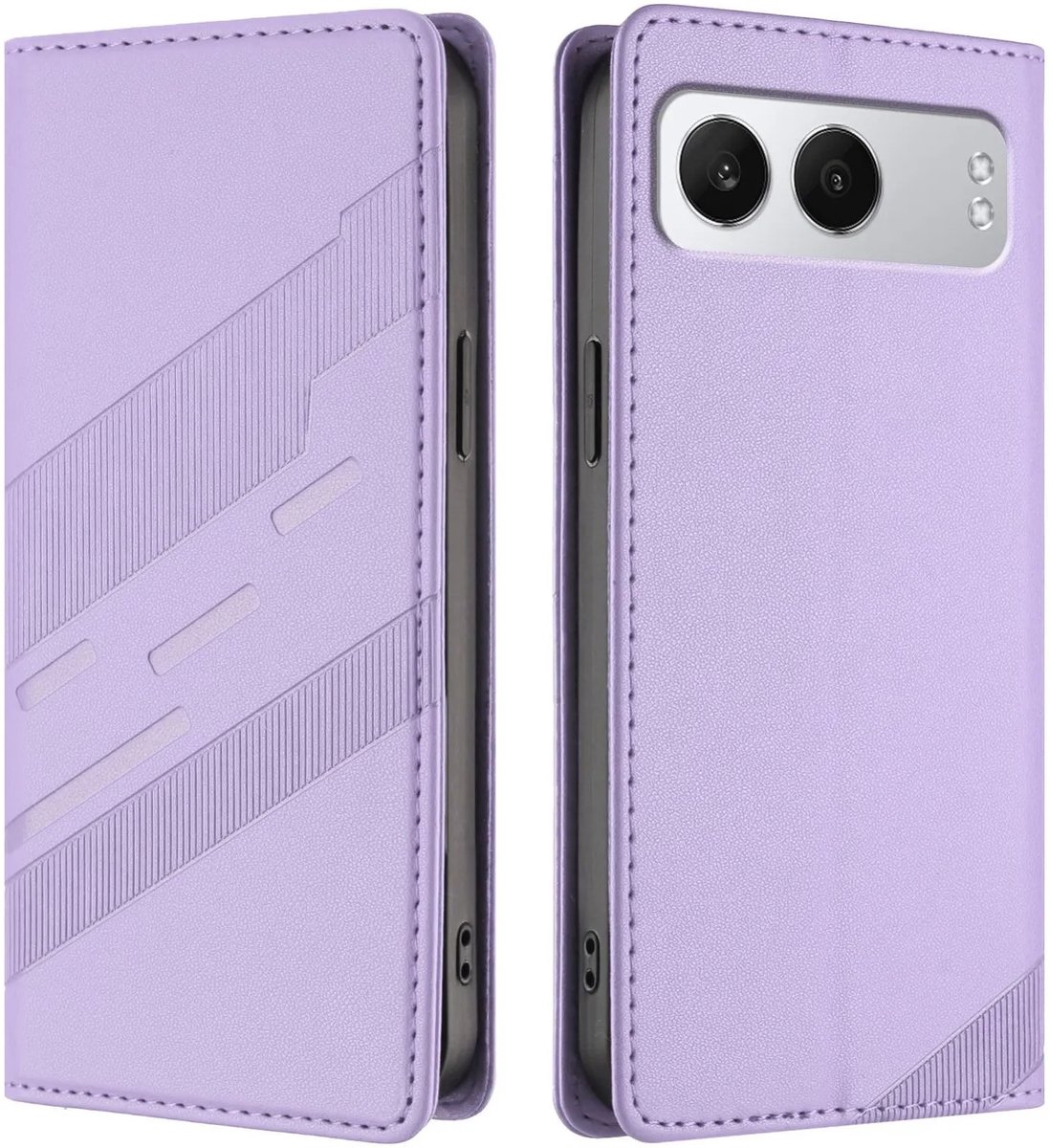 Hoesje geschikt voor OnePlus Nord 4 - Phonesta Embossed Lines Book Wallet Case - Paars
