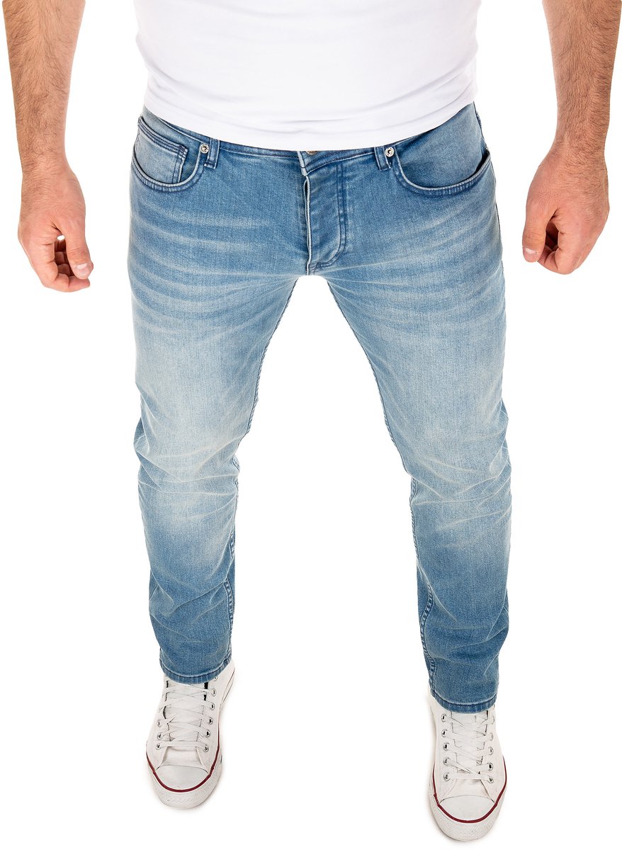 WOTEGA Heren Jeans Alistar – Katoen Stretch – Blauw – 5-pocket